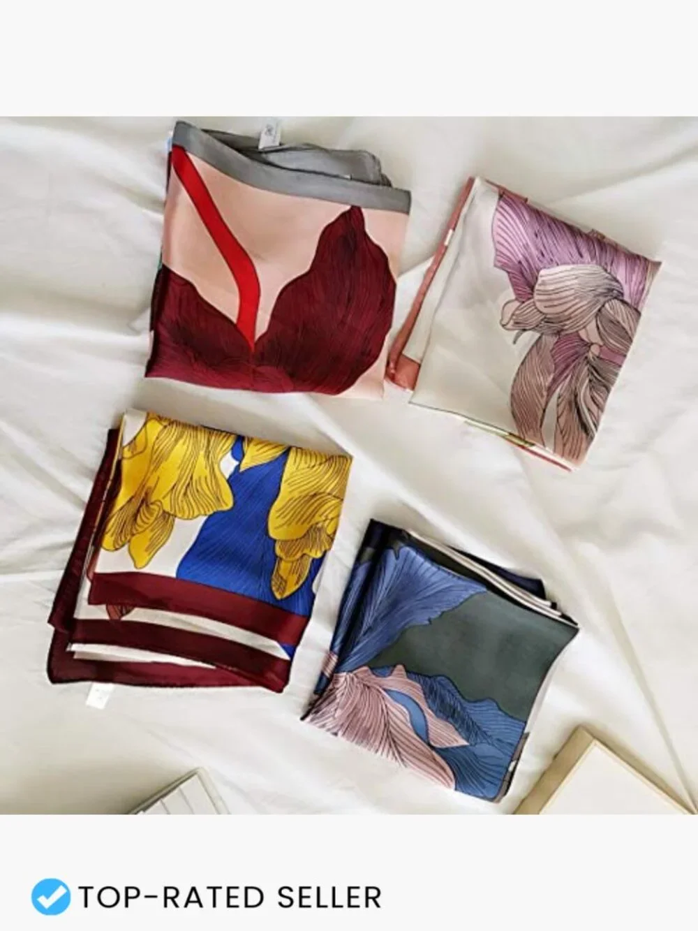 Silk Feeling Square Scarf Medium Satin Head Scarf 27.5 x 27.5 inches Fashion